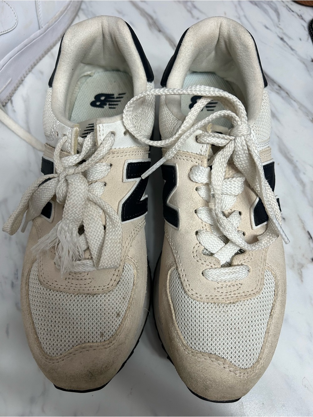 New Balance Women’s Cream and Black Retro Runner Sneakers